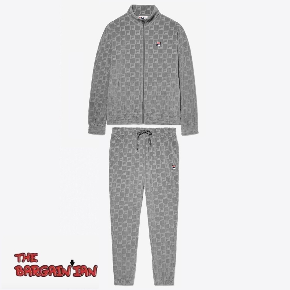 Fila Men's Velour Sweatsuit Tracksuit Gray Velvet Set Size M L XL NWT